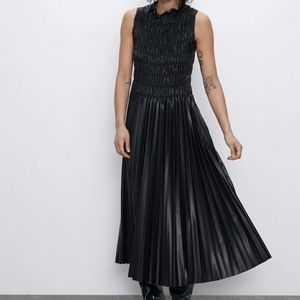 ZARA Faux Black Leather Dress Size S